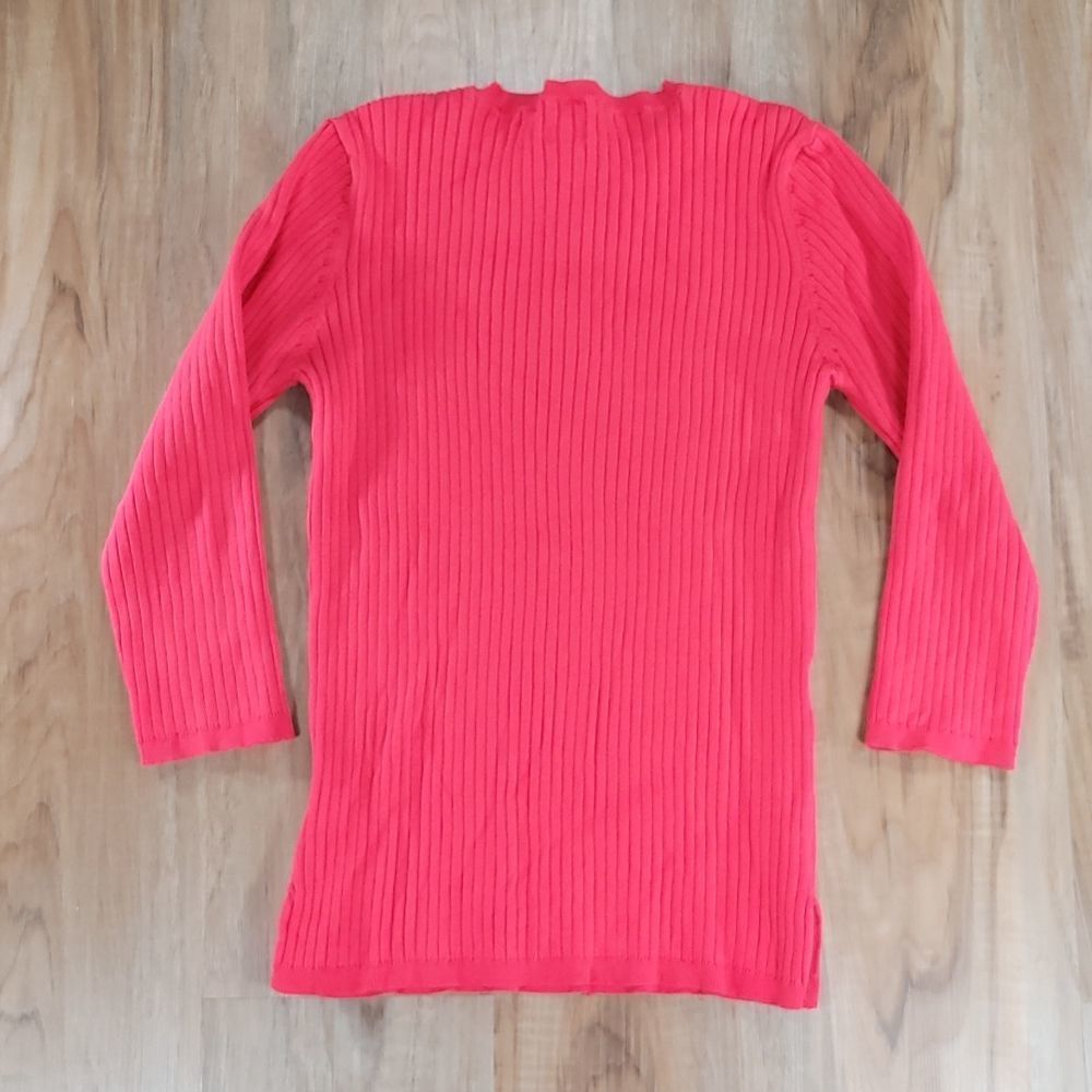 🔺️Jaclyn Smith Coral Ribbed Button Neck 3/4 Sleeve Top XLarge - Picture 3 of 9